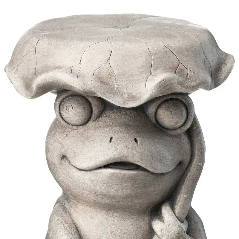 Tabouret de jardin en faux béton Grenouille et Lotus