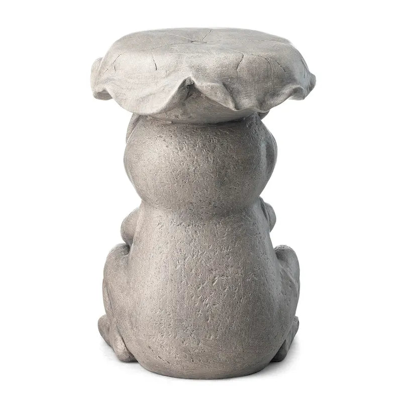 Tabouret de jardin en faux béton Grenouille et Lotus