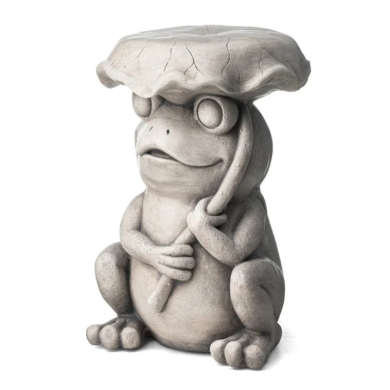 Tabouret de jardin en faux béton Grenouille et Lotus