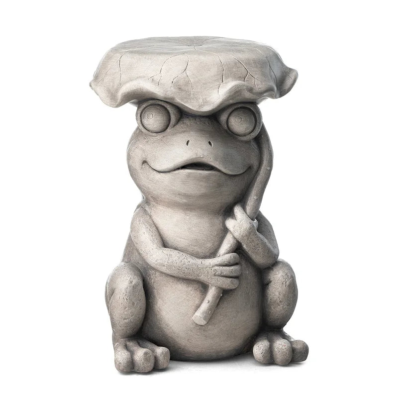 Tabouret de jardin en faux béton Grenouille et Lotus
