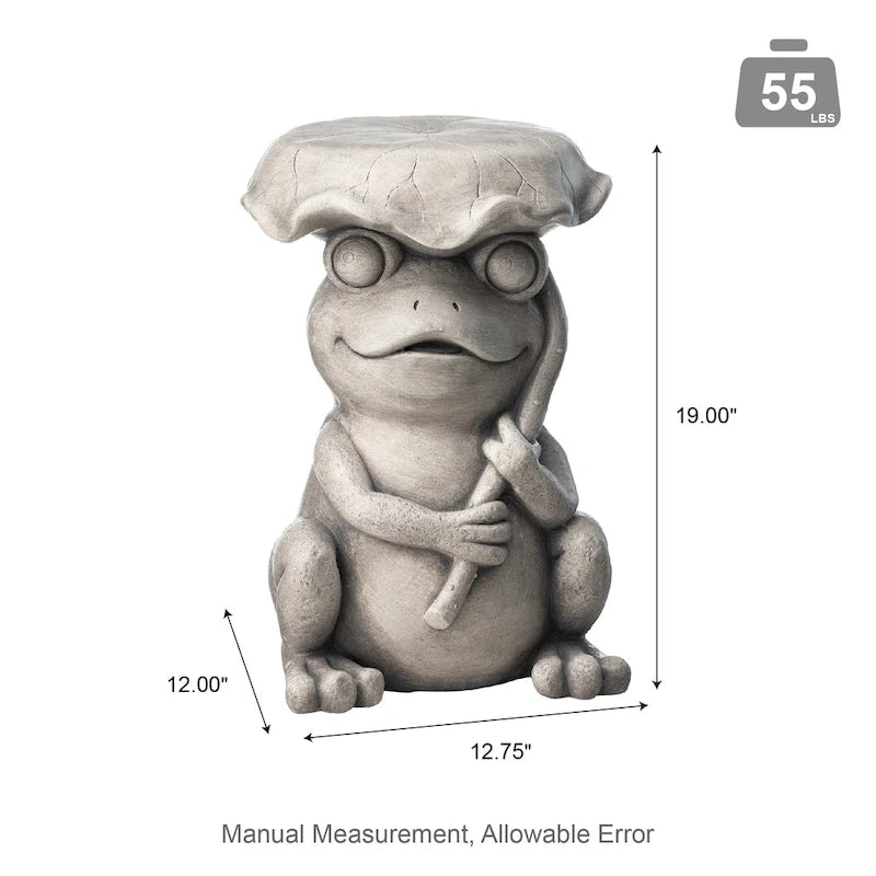 Tabouret de jardin en faux béton Grenouille et Lotus