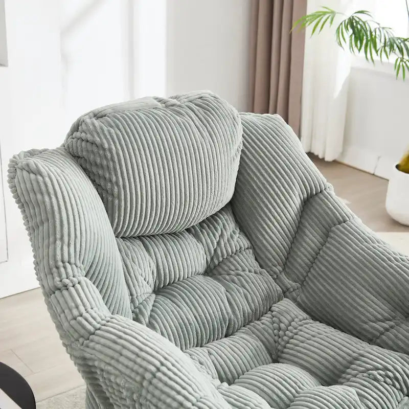 Fauteuil de salon compact moderne avec pouf, accoudoir, poche de rangement, pour petits espaces