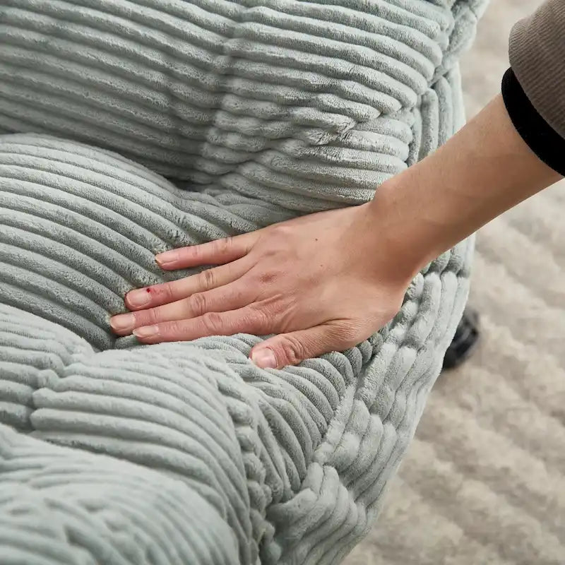 Fauteuil de salon compact moderne avec pouf, accoudoir, poche de rangement, pour petits espaces