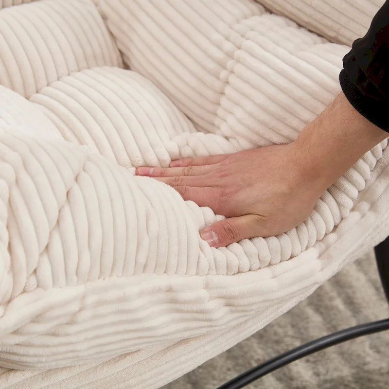 Fauteuil de salon compact moderne avec pouf, accoudoir, poche de rangement, pour petits espaces