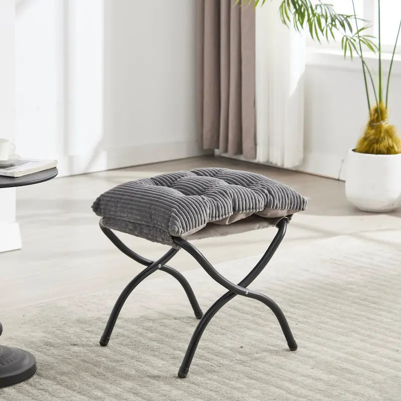 Fauteuil de salon compact moderne avec pouf, accoudoir, poche de rangement, pour petits espaces