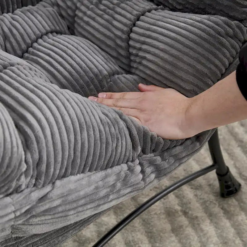 Fauteuil de salon compact moderne avec pouf, accoudoir, poche de rangement, pour petits espaces
