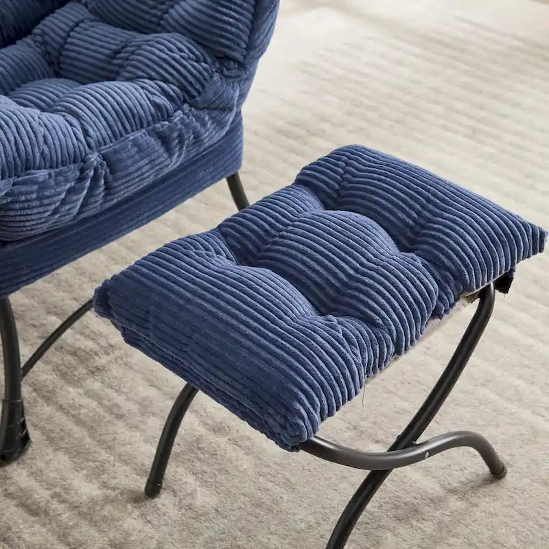 Fauteuil de salon compact moderne avec pouf, accoudoir, poche de rangement, pour petits espaces