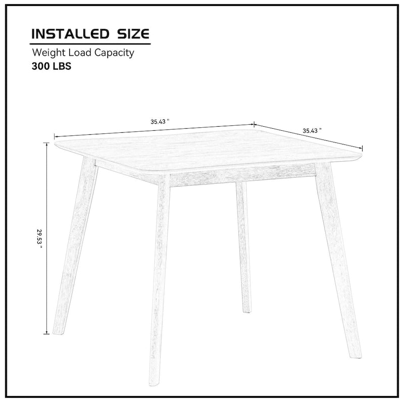 Table à manger moderne de 89,9 cm, table carrée en bois pour 4 personnes pour salon, appartement et salle à manger
