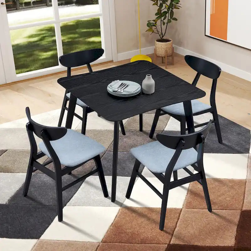Table à manger moderne de 89,9 cm, table carrée en bois pour 4 personnes pour salon, appartement et salle à manger