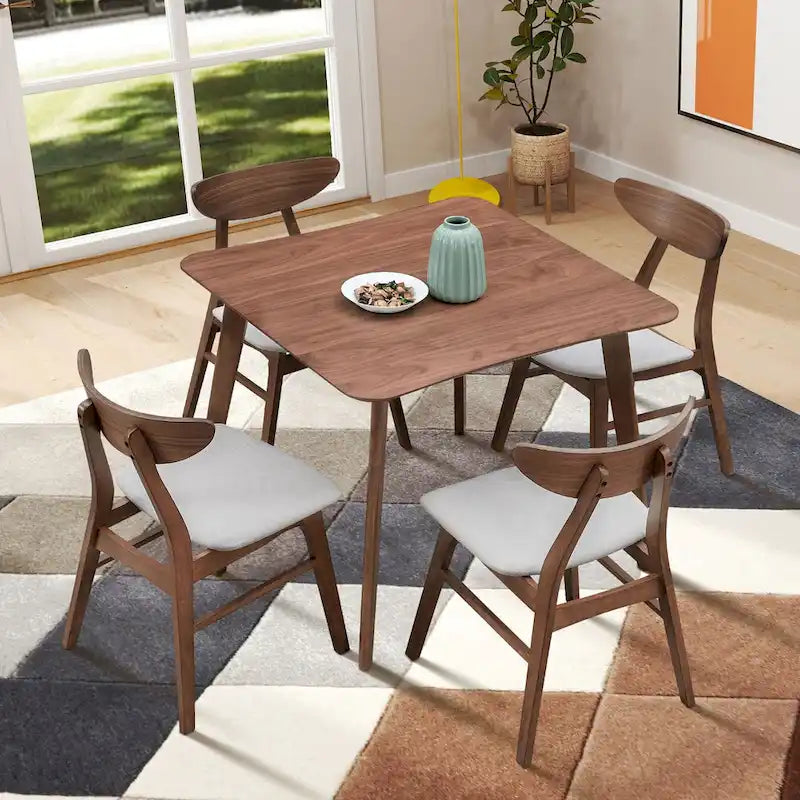 Table à manger moderne de 89,9 cm, table carrée en bois pour 4 personnes pour salon, appartement et salle à manger