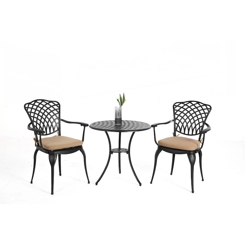 Table et chaises de patio en fonte d'aluminium