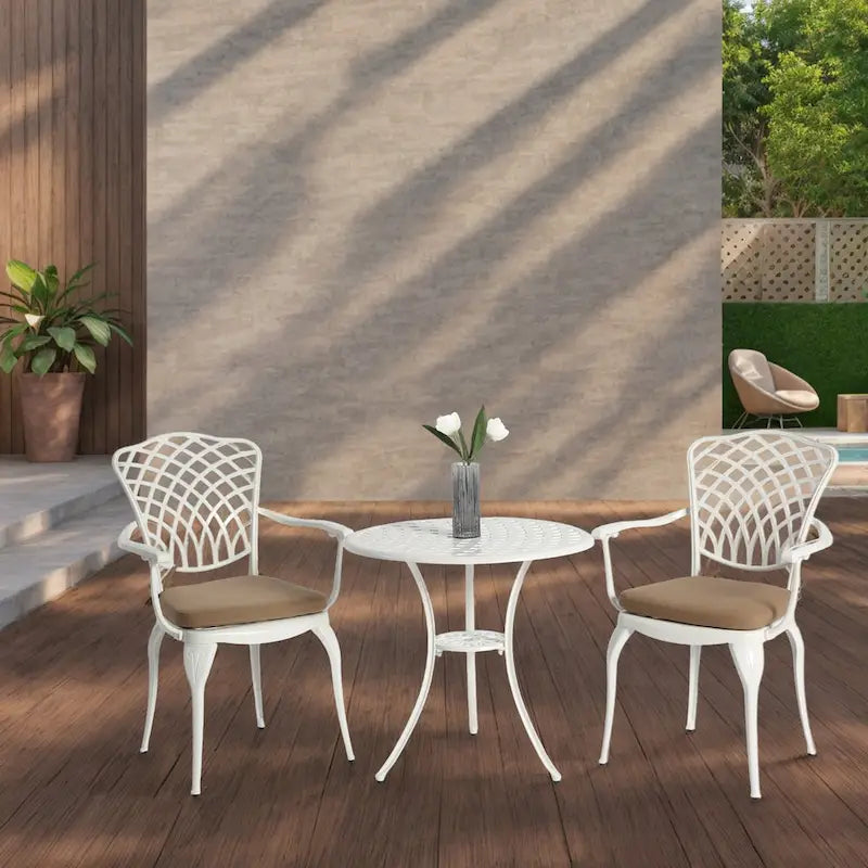 Table et chaises de patio en fonte d'aluminium