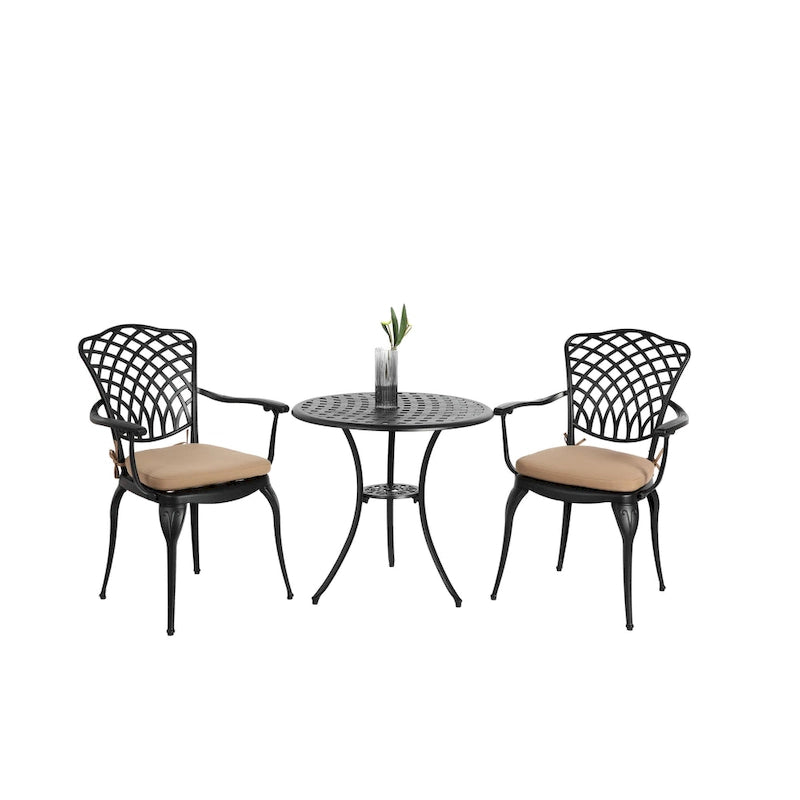 Table et chaises de patio en fonte d'aluminium
