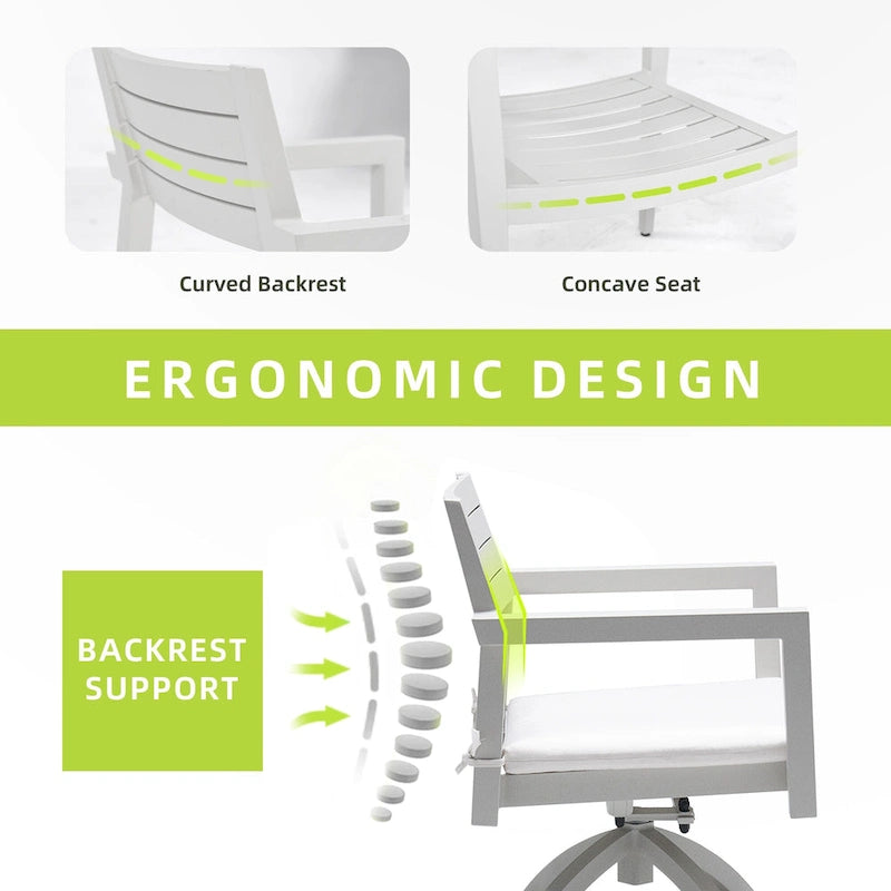 Fauteuil à bascule pivotant en aluminium pour patio extérieur