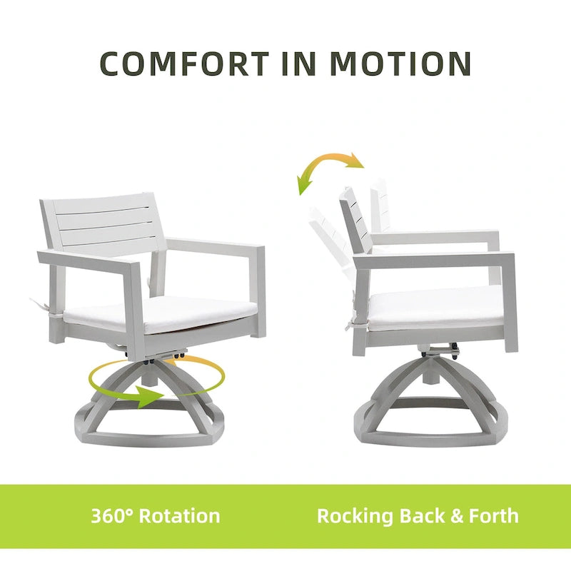 Fauteuil à bascule pivotant en aluminium pour patio extérieur