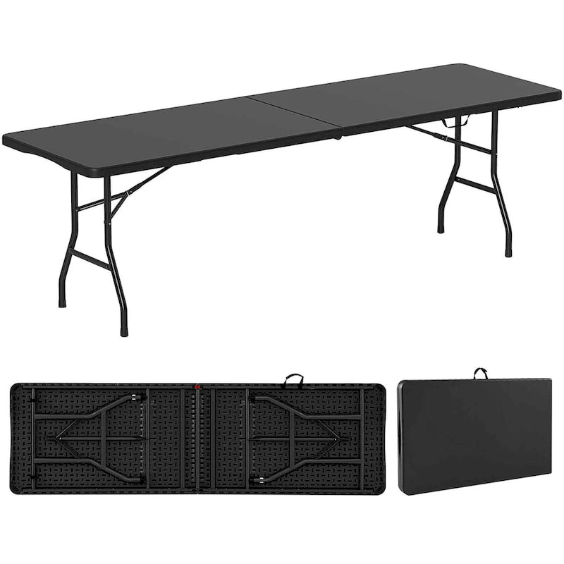 Table pliante portable de 2,4 m avec plateau en PEHD et verrouillage de sécurité