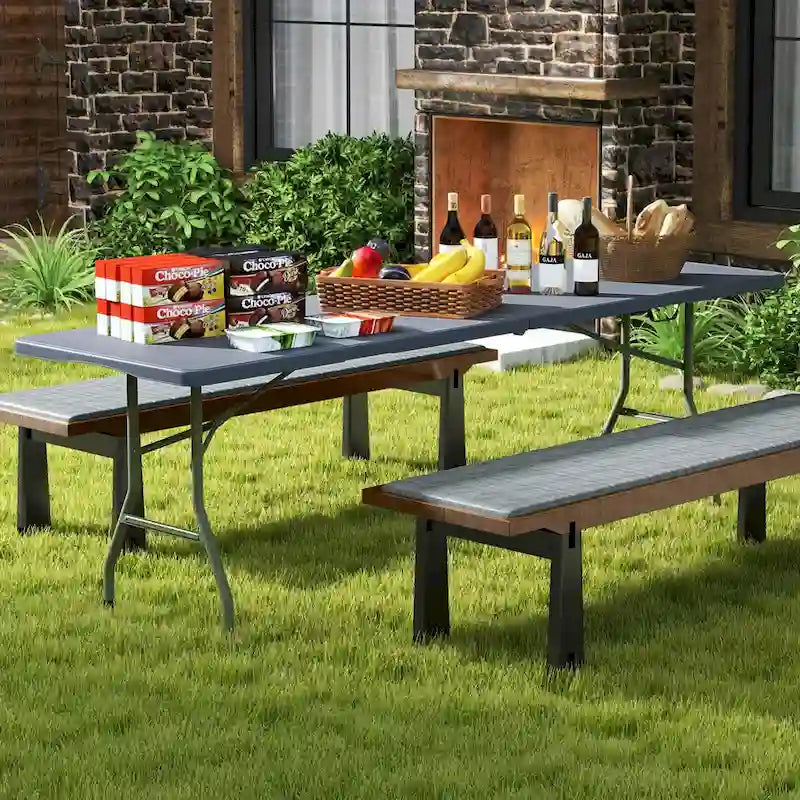 Table pliante portable de 2,4 m avec plateau en PEHD et verrouillage de sécurité