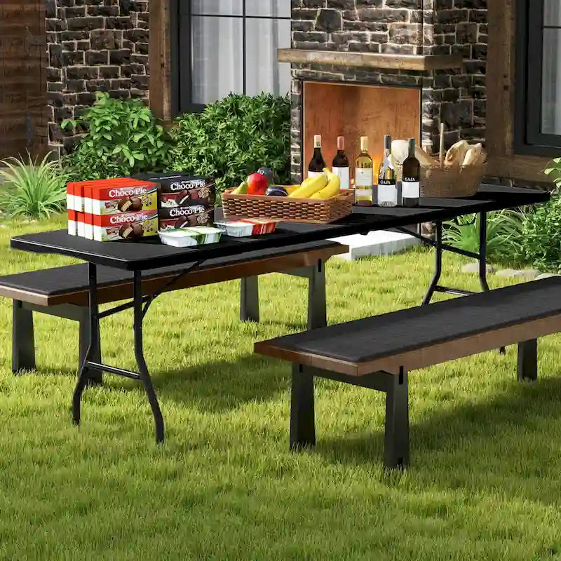 Table pliante portable de 2,4 m avec plateau en PEHD et verrouillage de sécurité