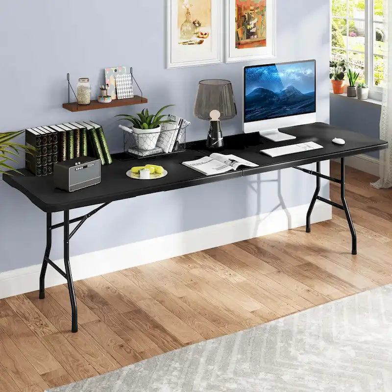 Table pliante portable de 2,4 m avec plateau en PEHD et verrouillage de sécurité