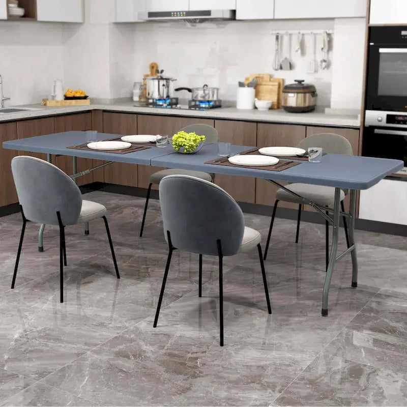 Table pliante portable de 2,4 m avec plateau en PEHD et verrouillage de sécurité