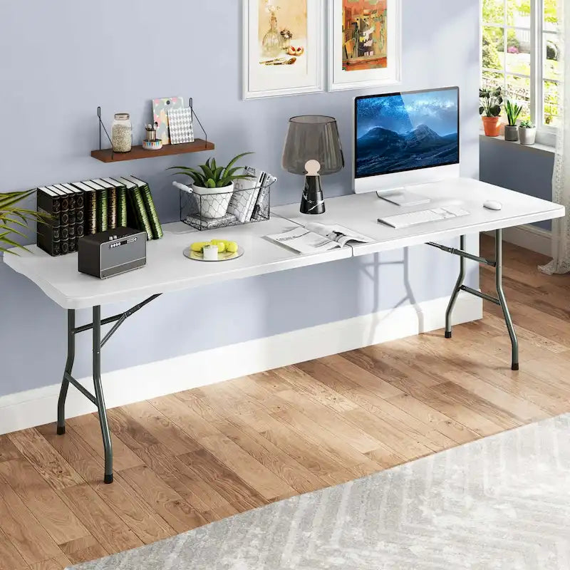 Table pliante portable de 2,4 m avec plateau en PEHD et verrouillage de sécurité