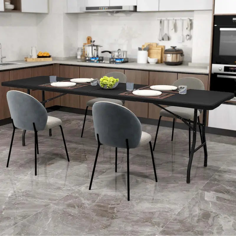 Table pliante portable de 2,4 m avec plateau en PEHD et verrouillage de sécurité
