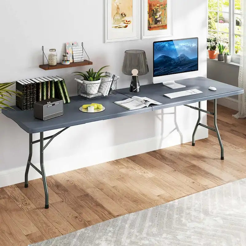 Table pliante portable de 2,4 m avec plateau en PEHD et verrouillage de sécurité