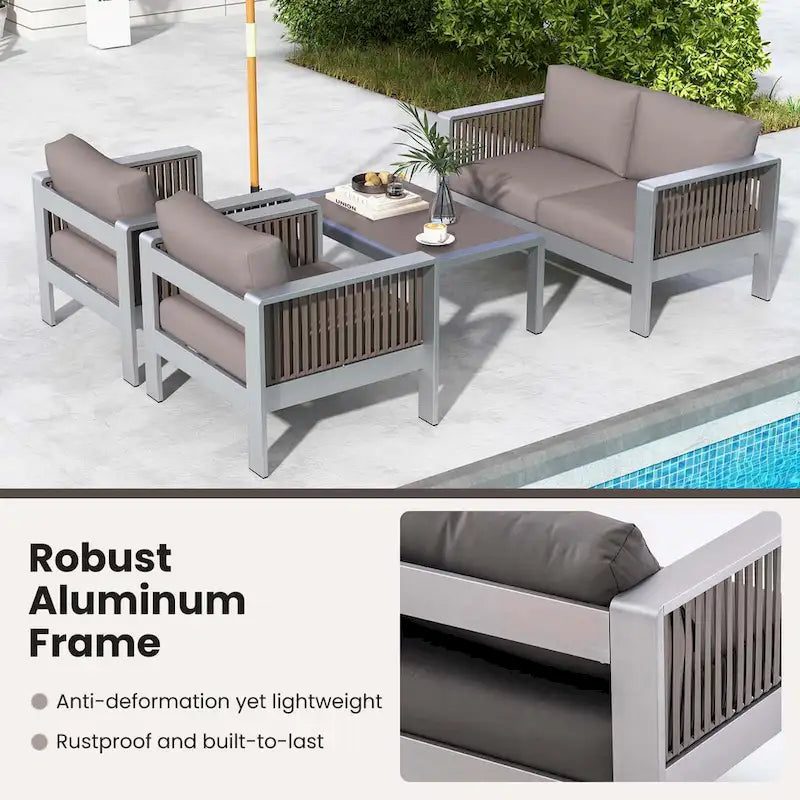 Canapé double en aluminium pour extérieur