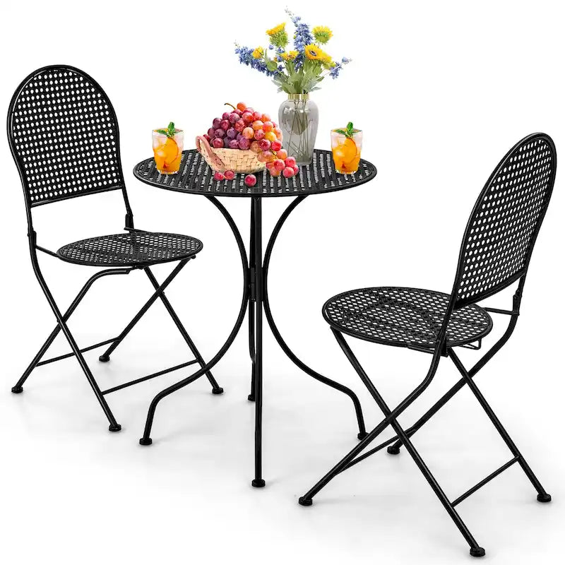 Table et chaise de bistro de patio tout temps en métal