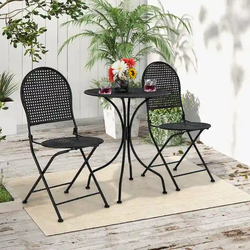 Table et chaise de bistro de patio tout temps en métal