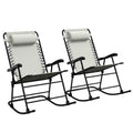 Fauteuil à bascule d'extérieur, Fauteuil à bascule de jardin pliable avec appuie-tête pour cour, terrasse, balcon, jardin