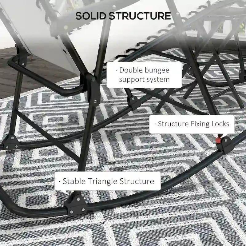 Fauteuil à bascule d'extérieur, Fauteuil à bascule de jardin pliable avec appuie-tête pour cour, terrasse, balcon, jardin