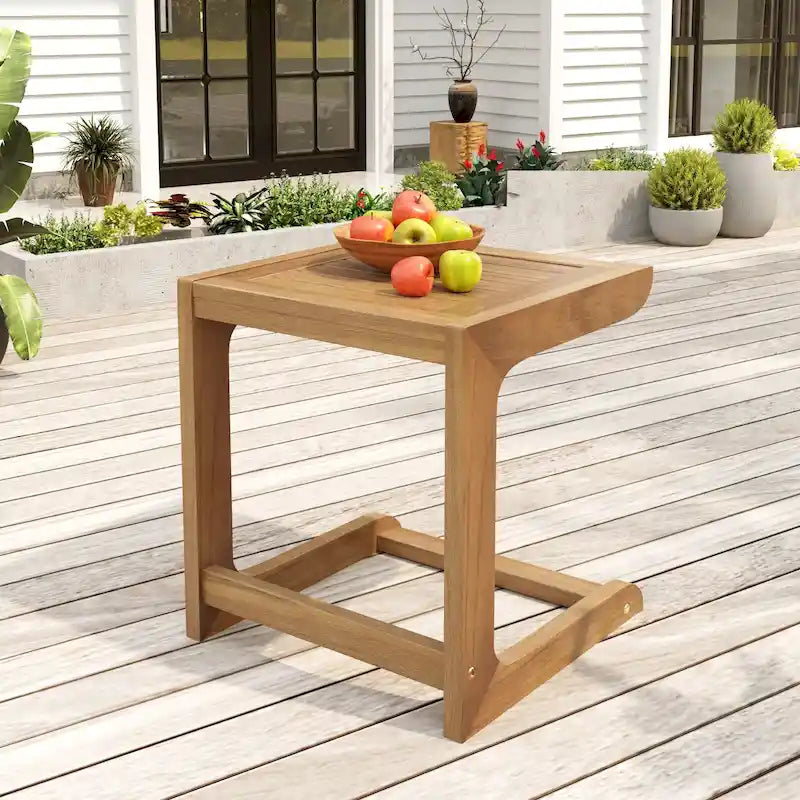 Table d'appoint en bois d'acacia au profil épuré et minimaliste