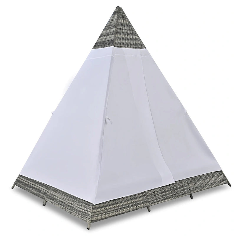 Bain de soleil d'extérieur en osier de 229,8 cm de long avec oreillers et coussins