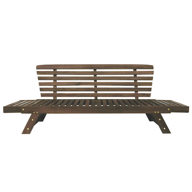 Lit de Repos Extérieur en Bois Massif avec Accoudoirs Réglables