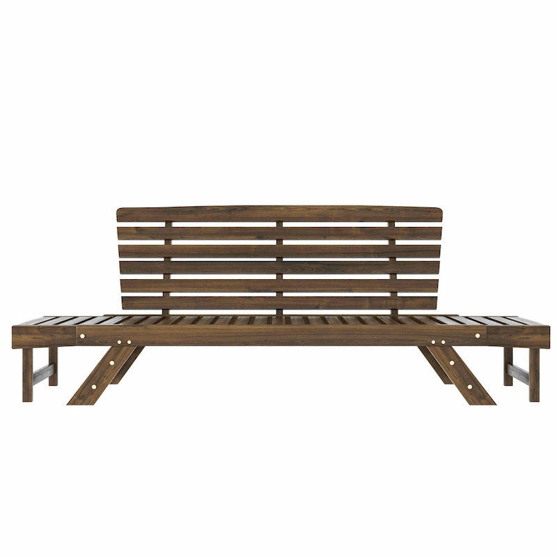 Lit de Repos Extérieur en Bois Massif avec Accoudoirs Réglables