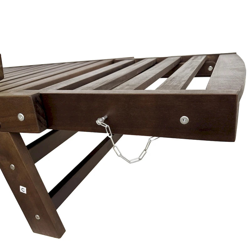 Lit de Repos Extérieur en Bois Massif avec Accoudoirs Réglables