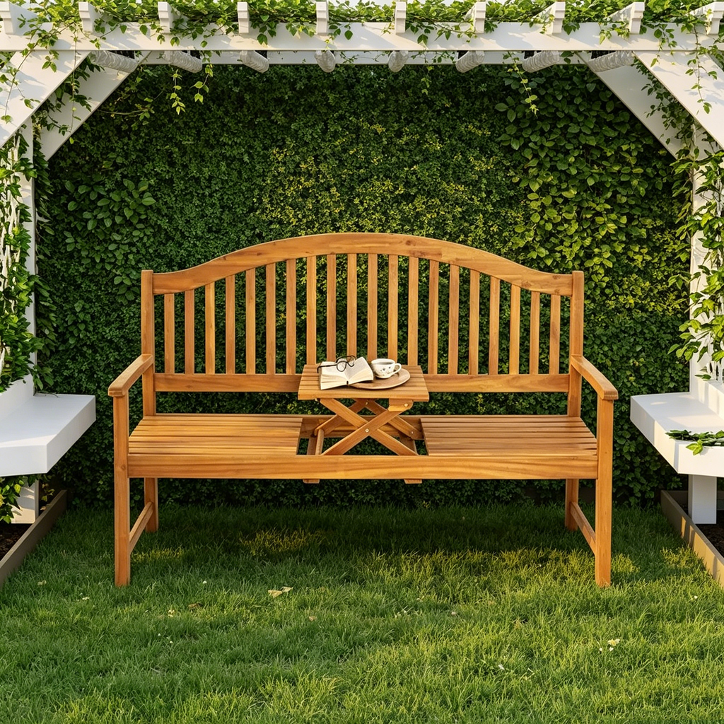 59 En Acacia Bench avec Table relevable