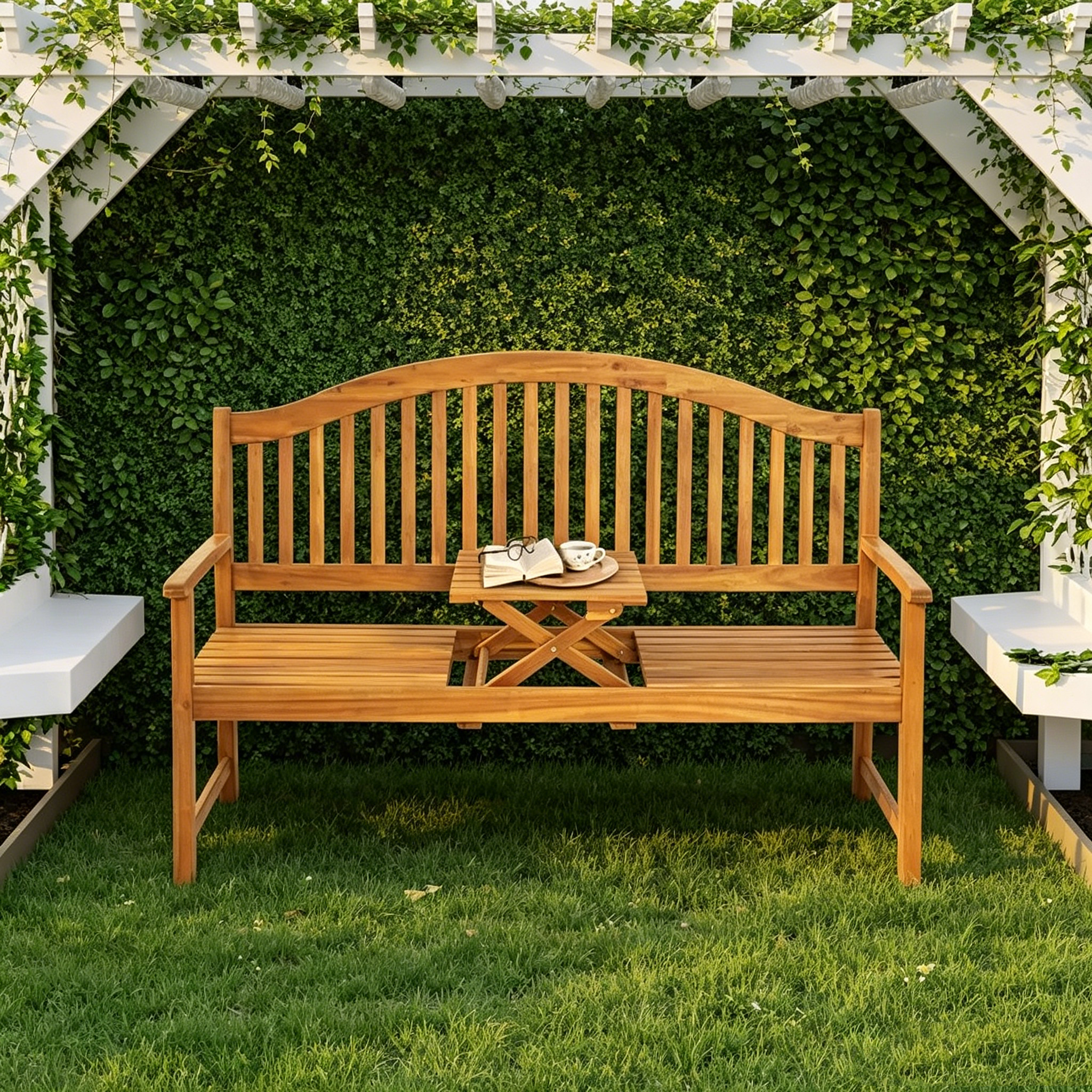 59 En Acacia Bench avec Table relevable