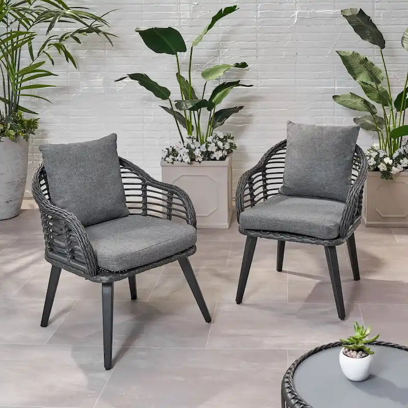 Fauteuils de club en osier intérieur/extérieur avec coussins