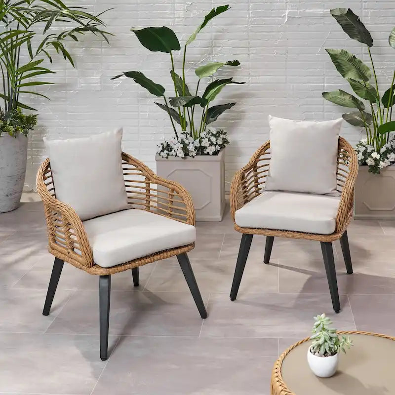 Fauteuils de club en osier intérieur/extérieur avec coussins