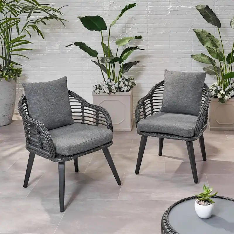 Fauteuils de club en osier intérieur/extérieur avec coussins