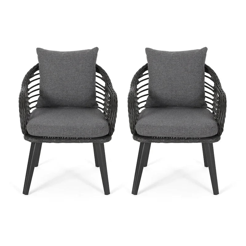 Fauteuils de club en osier intérieur/extérieur avec coussins
