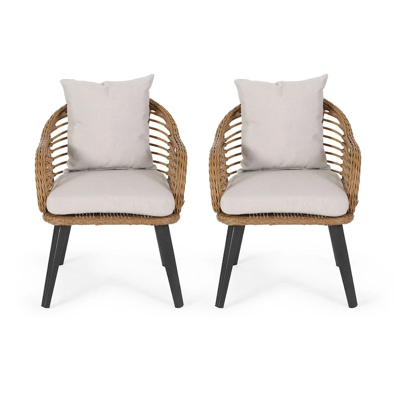 Fauteuils de club en osier intérieur/extérieur avec coussins