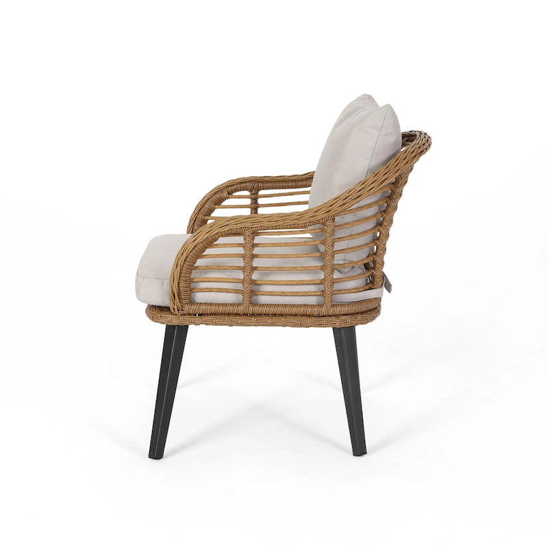 Fauteuils de club en osier intérieur/extérieur avec coussins