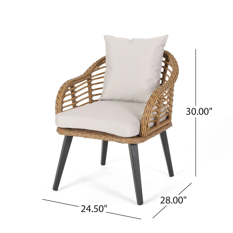 Fauteuils de club en osier intérieur/extérieur avec coussins