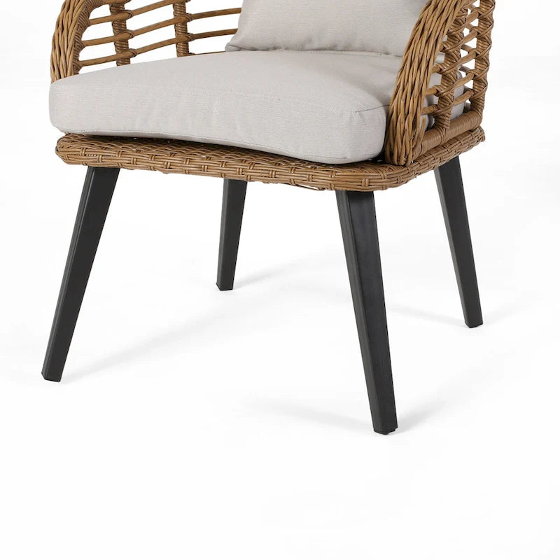 Fauteuils de club en osier intérieur/extérieur avec coussins