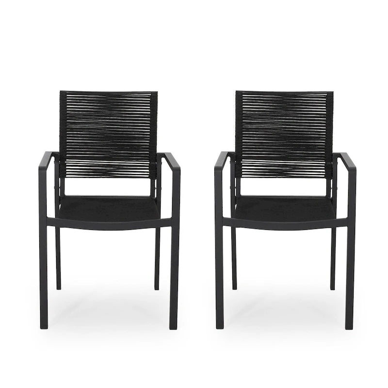 Chaise de salle à manger moderne en aluminium avec assise en corde pour l'extérieur
