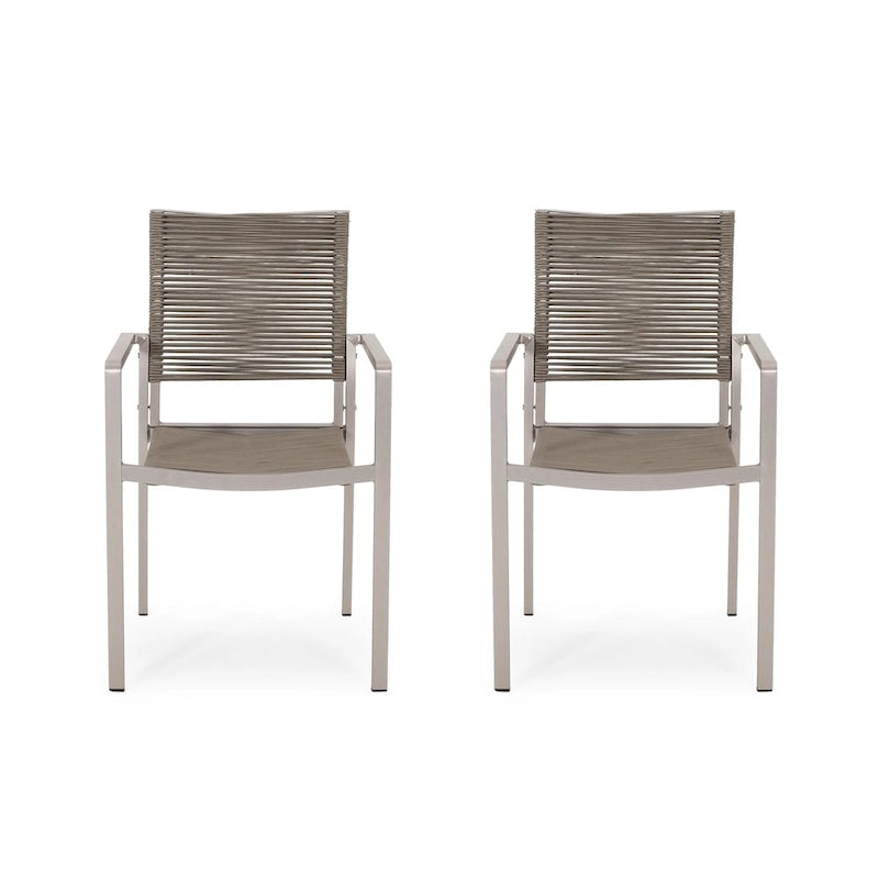 Chaise de salle à manger moderne en aluminium avec assise en corde pour l'extérieur