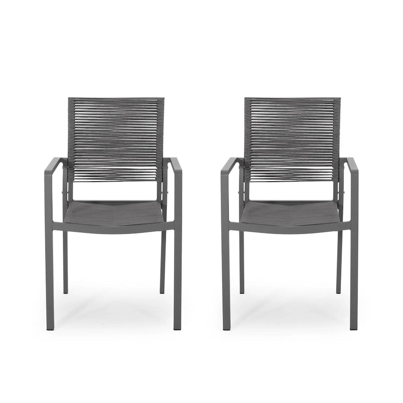 Chaise de salle à manger moderne en aluminium avec assise en corde pour l'extérieur